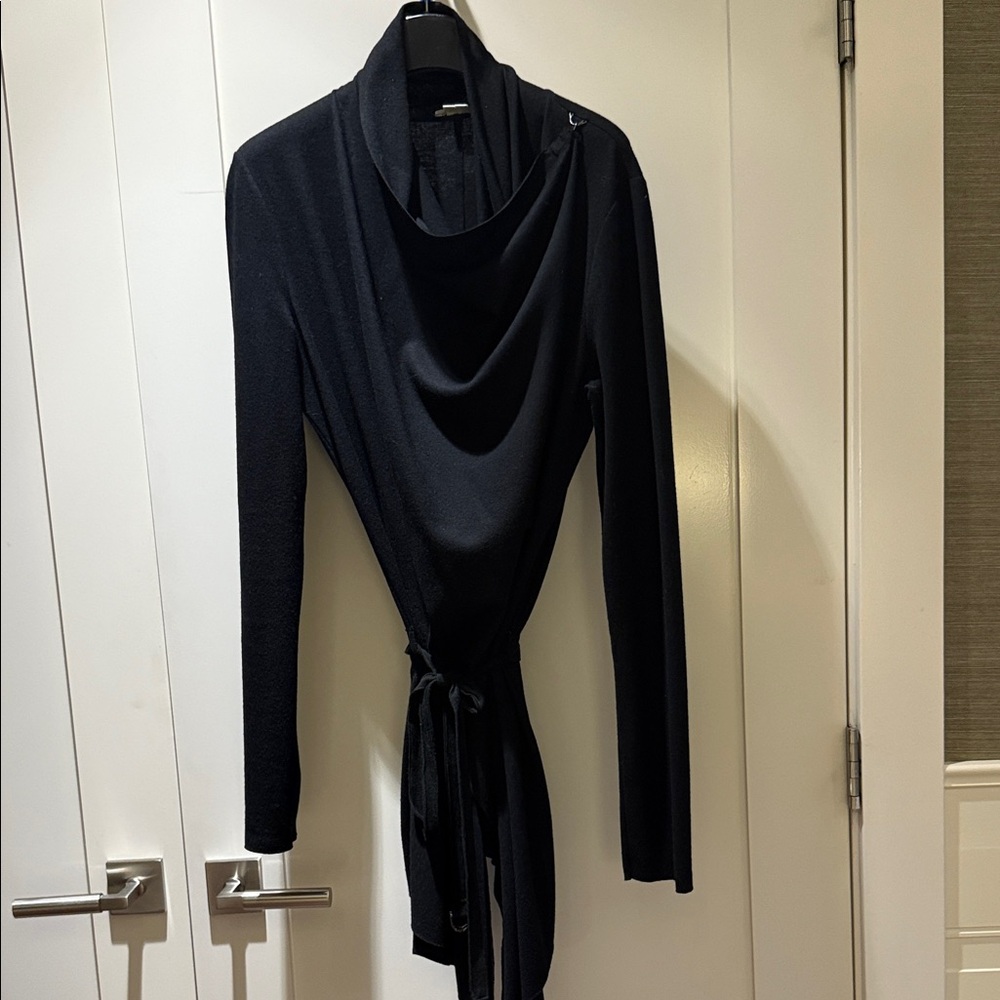 Helmut Lang  Black Long-Sleeve Wrap jacket
